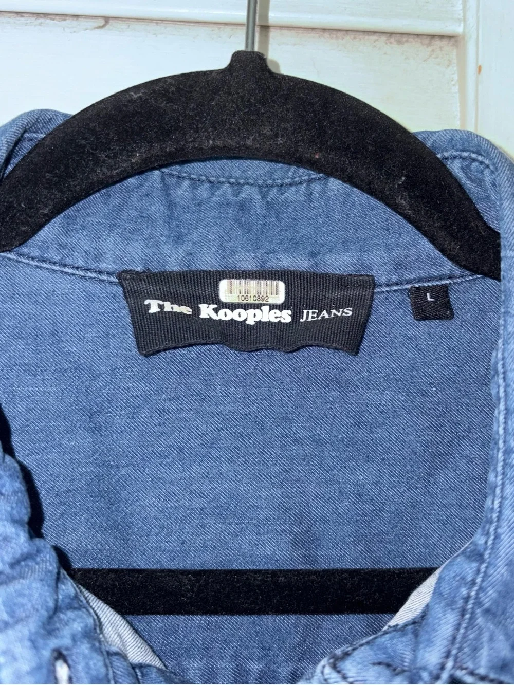 The Kooples Jeans Embroidered Floral Denim Button Down Shirt Blue Large - Picture 3 of 7